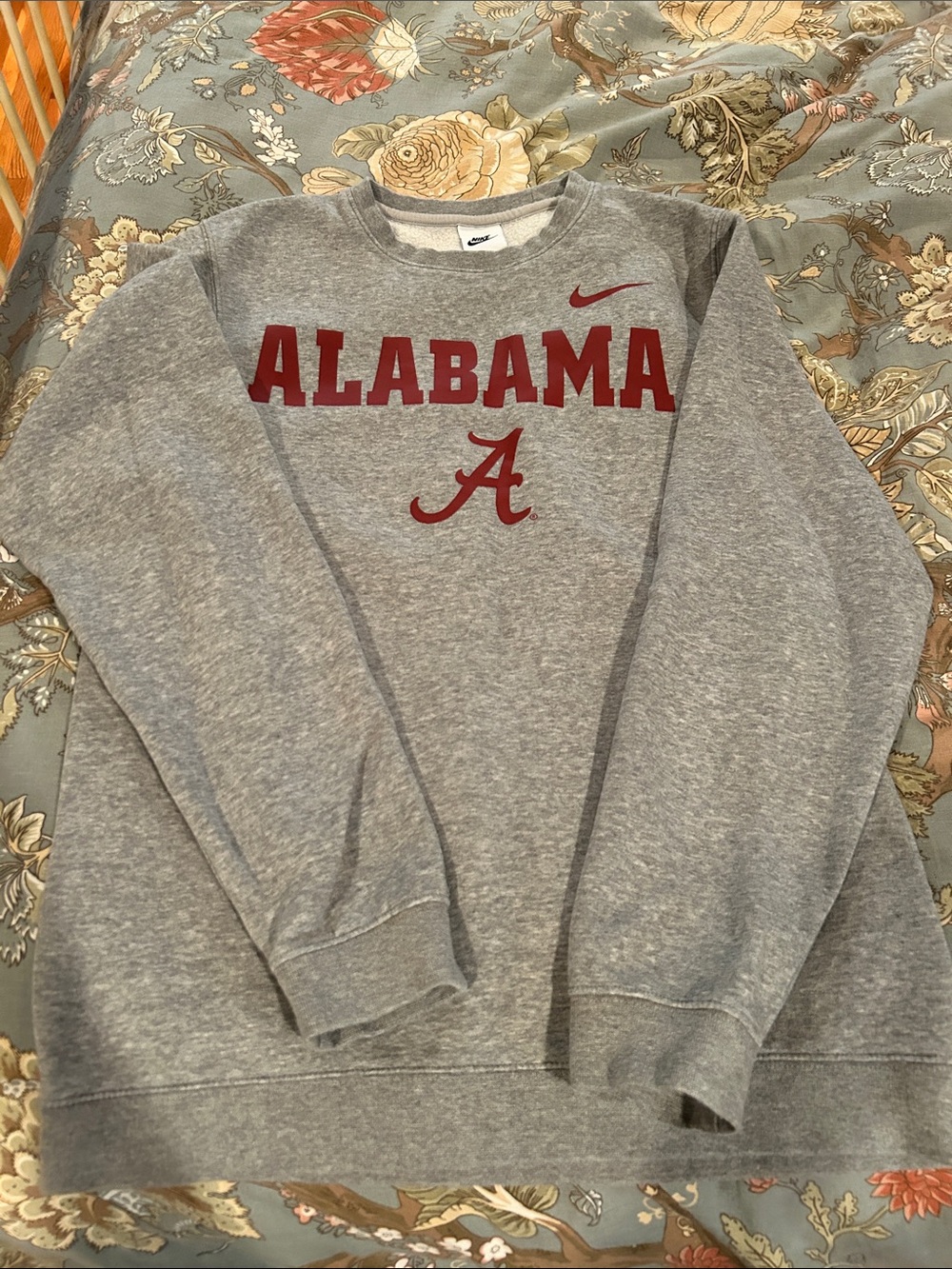 Nike Gray Crewneck Sweatshirt with Crimson Alabama Script